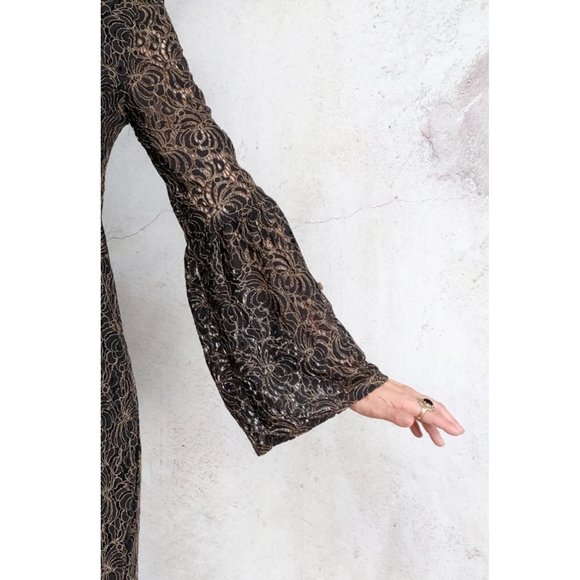 NWT BCBG back and gold lace dress size small - Picture 2 of 6